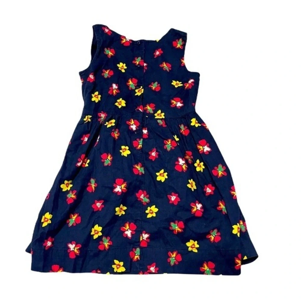 Baby Gap 3yr‎ 100% cotton navy & bright floral sleeveless back button dress